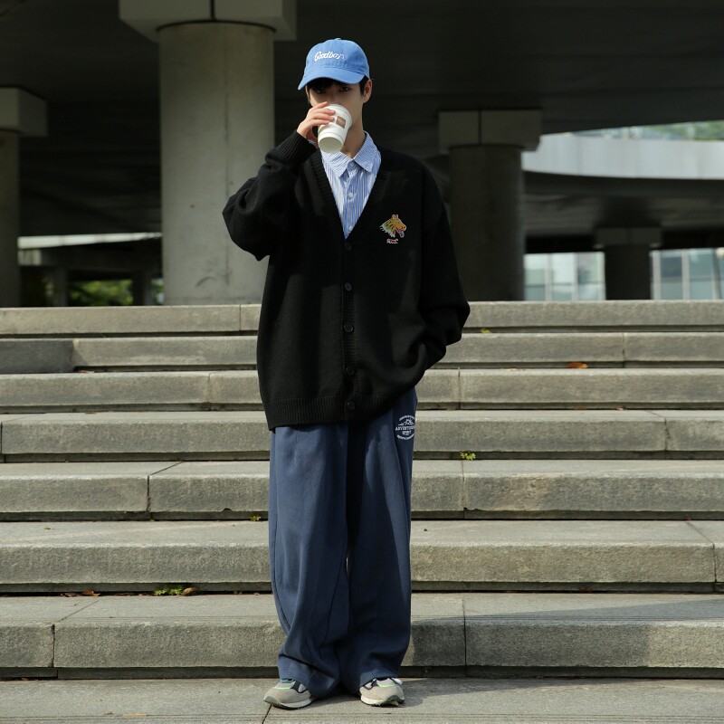MK5573P75开衫毛衣男春秋新款潮流ins宽松慵懒风休闲情侣v领针织,男装针织衫/毛衣,星座510A-5