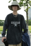 TC5349P50秋季2023新款纯棉复古T秋冬打底衫圆领做旧男T高克重T，男装T恤，星座510A-5