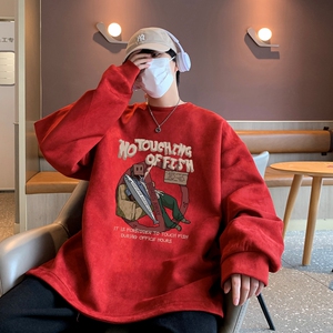 YJ7277P45直播品质重磅麂皮绒卫衣圆领男上装侧开叉下摆卫秋冬卫图片