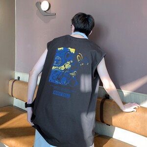 TW7155P28重磅250克直播品质多巴胺色系无袖背心无袖T男士篮球t恤图片