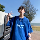 T6248P25港风T恤2023夏新款男印花T宽松版T恤落肩休闲T，男装T恤，星座510A-5
