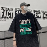 TF6990P38新潮水洗做旧蜡染T恤高街小欧风T恤港风宽松T恤，男装T恤，星座510A-5