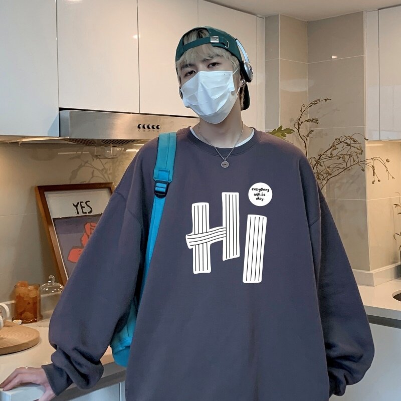 Y7305P38直播品质棉卫衣男士圆领卫衣宽松大落肩印花卫衣秋装新品,男装卫衣,星座510A-5