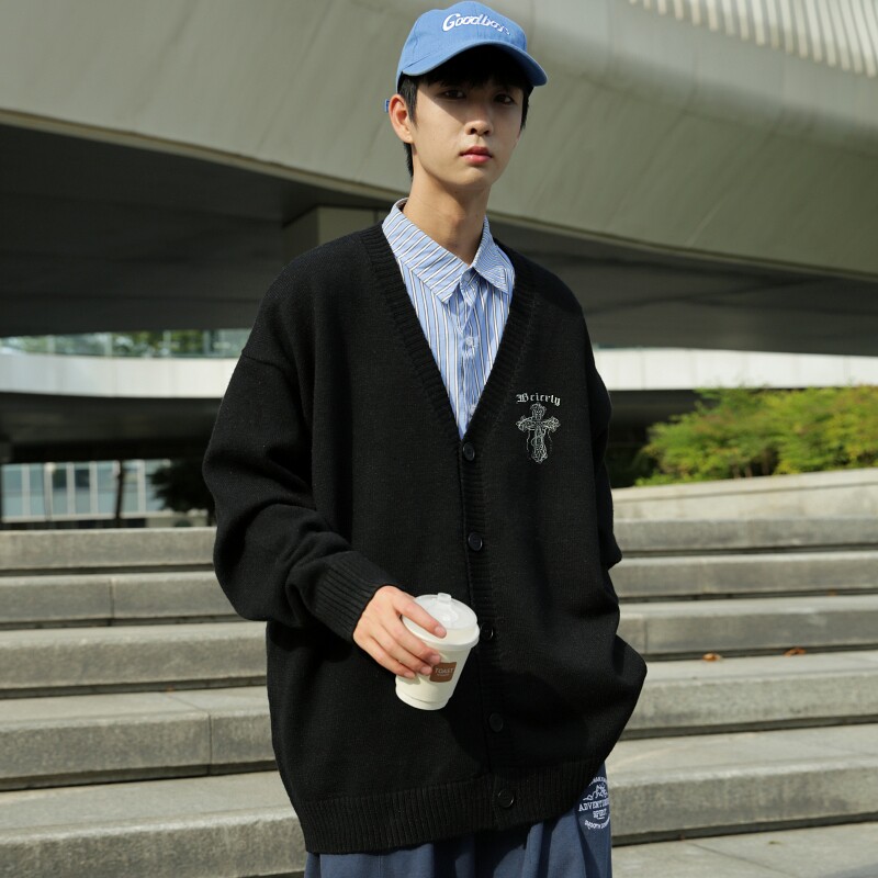 MK5570P78新款秋冬复古宽松慵懒风毛衣外套男中长款温柔针织开衫,男装针织衫/毛衣,星座510A-5