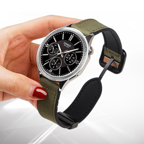 疯马皮硅胶男款磁吸表带防水防汗