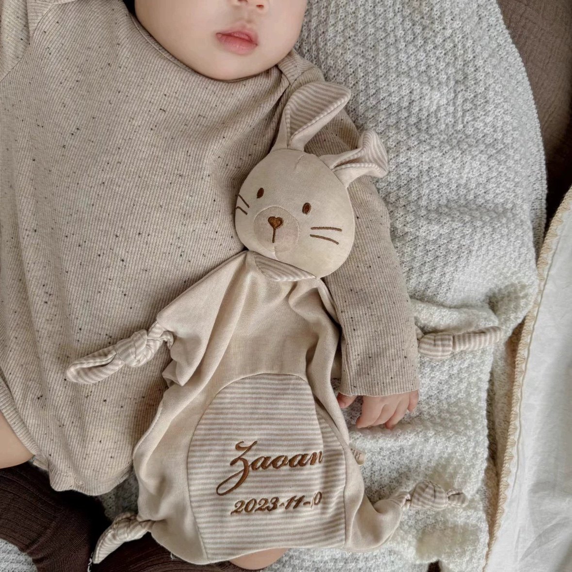 iikobaby 定制名字 有机棉a类安抚巾宝宝可入口陪睡玩偶婴幼儿
