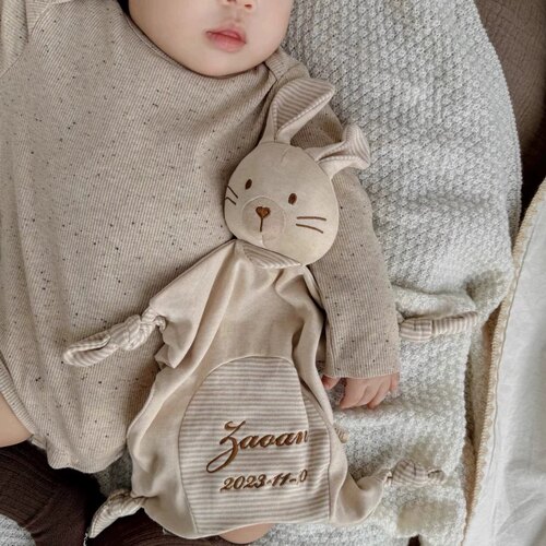 iikobaby 定制名字 有机棉可啃咬安抚巾宝宝可入口陪睡玩偶婴幼儿