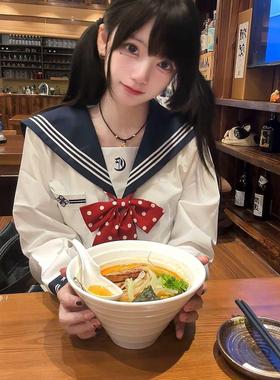 【京崎夏】桔梗原创白三本基础款水手服收腰校供感jk中间制服套装