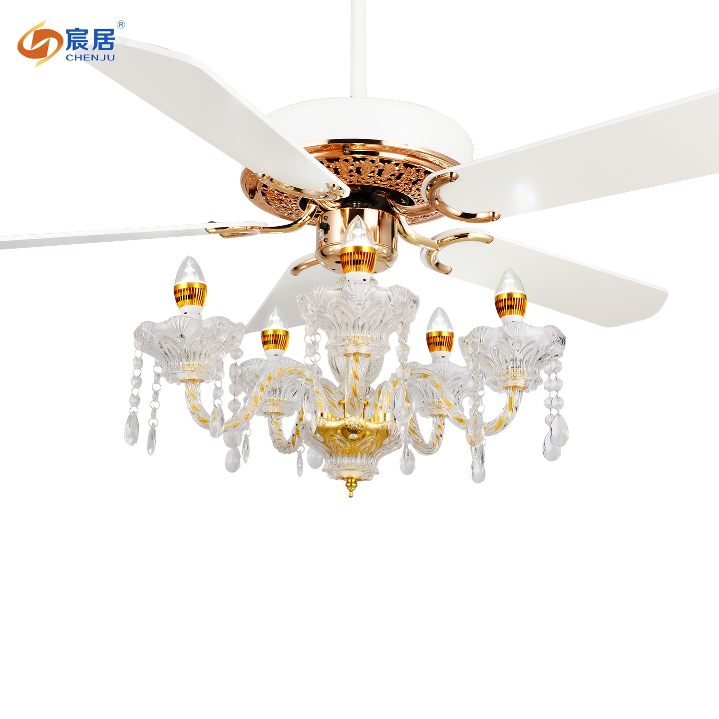 水晶餐厅蜡烛灯风扇灯客厅吊扇灯