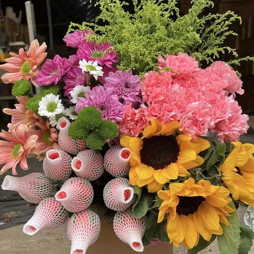 【新鲜采摘】混搭花束四件套8.8玫瑰香水百合向日葵康乃馨混搭