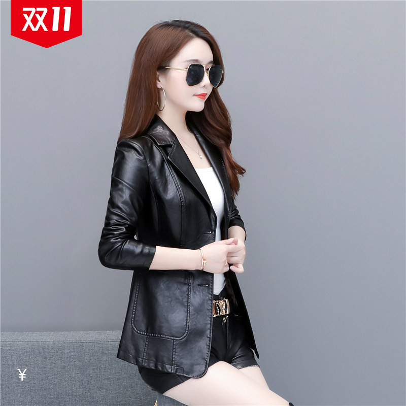 New winter Haining leather clothing 2020 have cash less than that is registered in the accounts Korean Edition Self cultivation tailored collar leather jacket Large coatin the Women's clothing/Boutique , Leather clothing  category - from Buy2taobao.com to provide professional Taobao agent buy service
