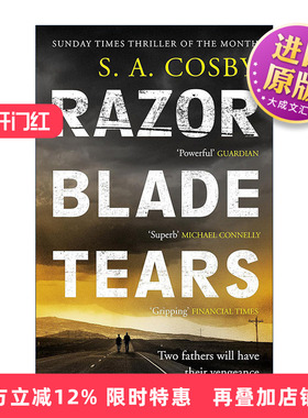 英文原版 Razorblade Tears 剃刀之泪 奥巴马夏季书单 惊悚悬疑推理小说 S.A.寇斯比 英文版 进口英语原版书籍