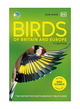 英文原版 RSPB Birds of Britain and Europe 英国皇家保护鸟类协会 英国与欧洲鸟类图鉴 摄影野外指南 第七版 进口英语原版书籍