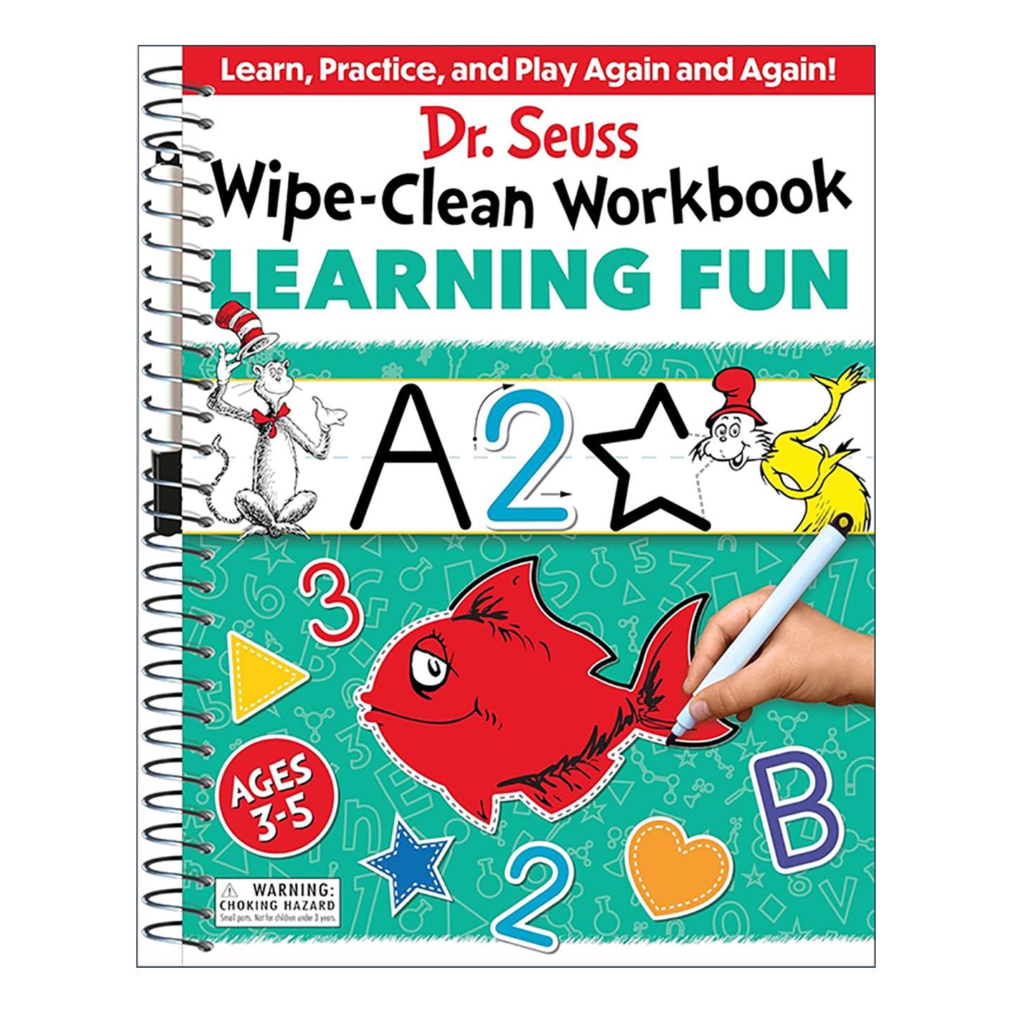 英文原版 Dr Seuss Wipe-Clean Workbook Learning Fun 苏斯博士可擦拭学习手册 儿童启蒙认知益智活动书 计数 颜色 形状 英文版