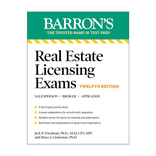 英文原版 Real Estate Licensing Exams 巴朗 房地产经纪人执照考试 第12版 英文版 进口英语原版书籍