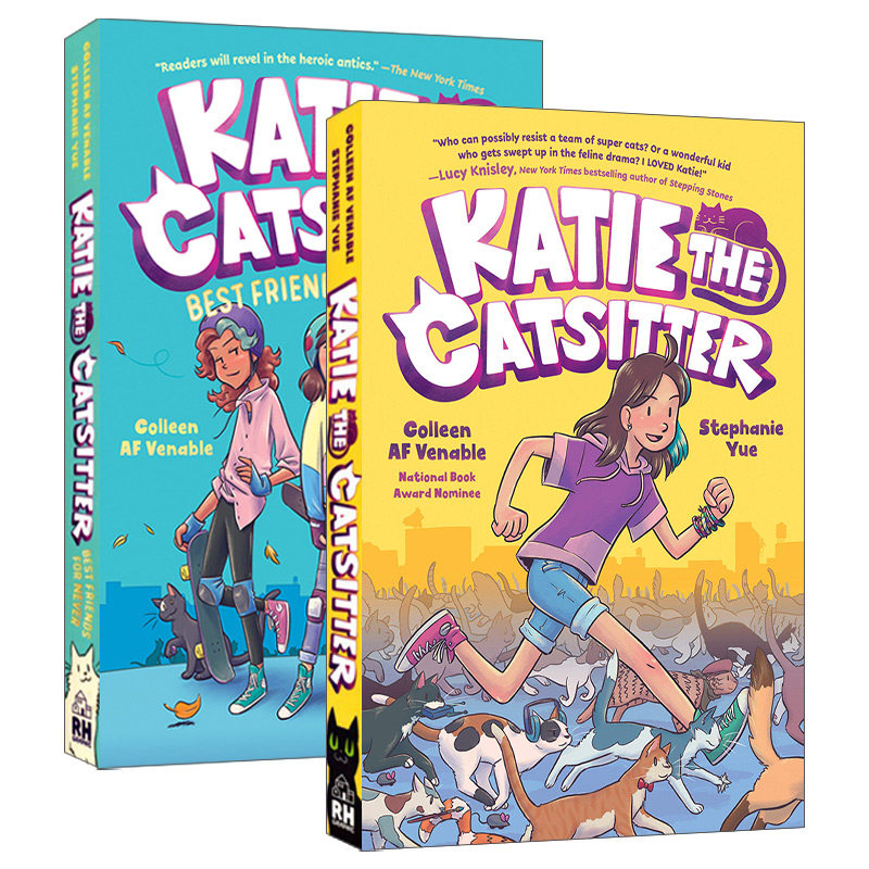英文原版 Katie the Catsitter 爱猫的凯蒂系列2册 全彩漫画绘本图画书 幽默爆笑 适合女孩 小学生英文课外阅读 英文版 进口英语书