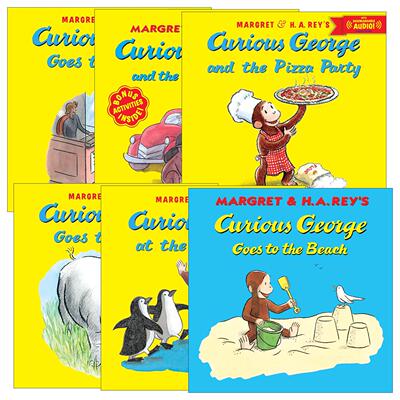 英文原版 Curious George 好奇猴乔治系列6册 含音频 好奇猴乔治去电影院/在水族馆/去动物园 英文版 进口英语原版书籍