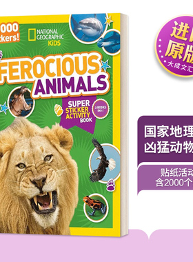 英文原版 Ferocious Animals Super Sticker Activity Book 国家地理儿童凶猛动物超级贴纸活动书 含2000个贴纸 英文版 进口英语书