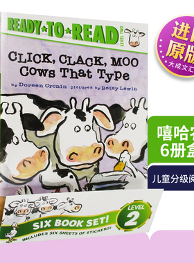 英文原版绘本 嘻哈农场 会打字的牛 Click Clack Moo Ready to Read Level 2 儿童分级阅读系列6册盒装 喀哩喀啦哞 英语书籍