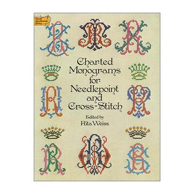 英文原版 Charted Monograms for Needlepoint and Cross-Stitch 针绣与十字绣绘制的字母组合图案 英文版 进口英语原版书籍