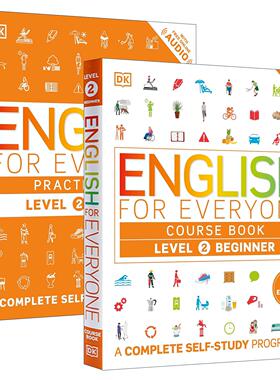 英文原版 English for Everyone Course Book Level 2 Beginner DK人人学英语2新版 初级自学教材+练习册教辅 2册 附线上音频 进口
