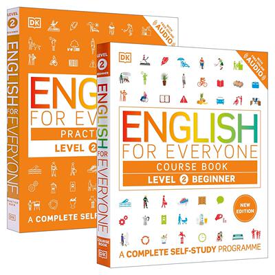 英文原版 English for Everyone Course Book Level 2 Beginner DK人人学英语2新版 初级自学教材+练习册教辅 2册 附线上音频 进口
