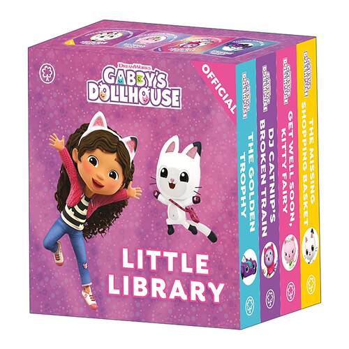 英文原版 Gabby's Dollhouse Little Library 梦工厂盖比的娃娃屋 小小图书馆 4册纸板书绘本套装 英文版 进口英语原版书籍