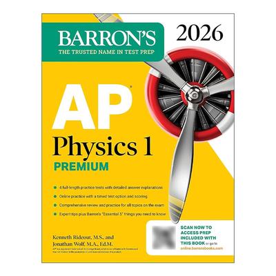 英文原版 AP Physics 1 Premium 2026 巴朗AP物理1 备考指南 高级版 4套题+综合复习+在线练习 英文版 进口英语原版书籍