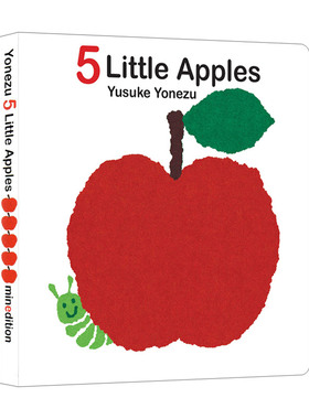 英文原版 5 Little Apples 5个小苹果 数字绘本躲猫猫翻翻书Yusuke Yonezu创意大师洞洞翻翻启蒙纸板 聪明宝宝玩出来 英文版进口籍