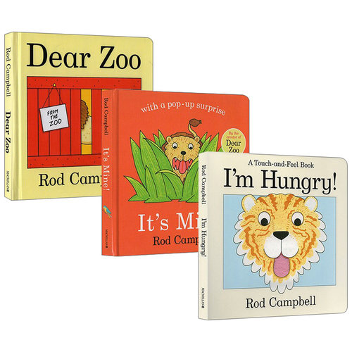英文原版 I am Hungry/Dear Zoo/It's Mine 纸板翻翻书3册 亲爱的动物园 Dear Zoo 同作者 Rod Campbell 吴敏兰书单 英文版进口书