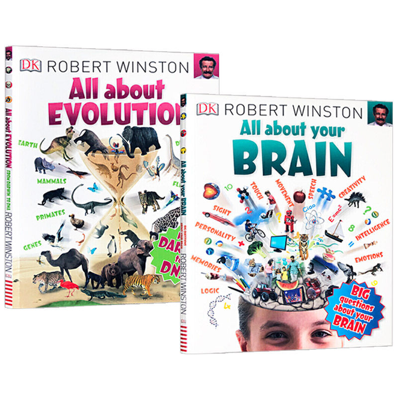 英文原版 关于你的大脑 创新 2册 All About Your Brain Evolution 英文版少儿阅读趣味科普图画书