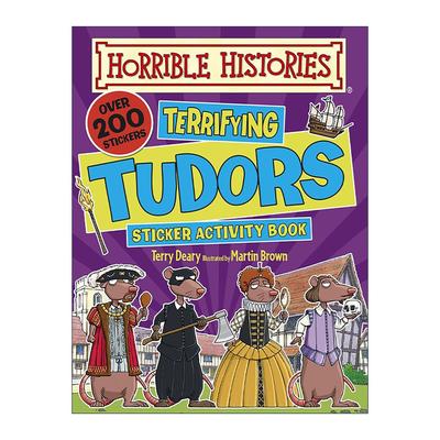 英文原版 Horrible Histories Terrifying Tudors Sticker Activity Book 可怕的历史 都铎王朝贴纸活动书 儿童科普益智游戏书
