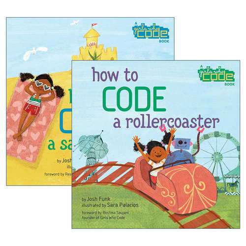 英文原版 How to Code a Rollercoaster/Sandcastle系列2册 如何用编程坐过山车/搭沙堡 儿童精装绘本 Sara Palacios 英文版 书籍