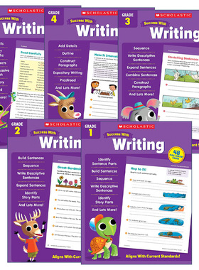 英文原版 Scholastic Success with Writing 全彩版 学乐成功系列写作练习册一到五年级 5册套装 英文版 进口英语原版书籍