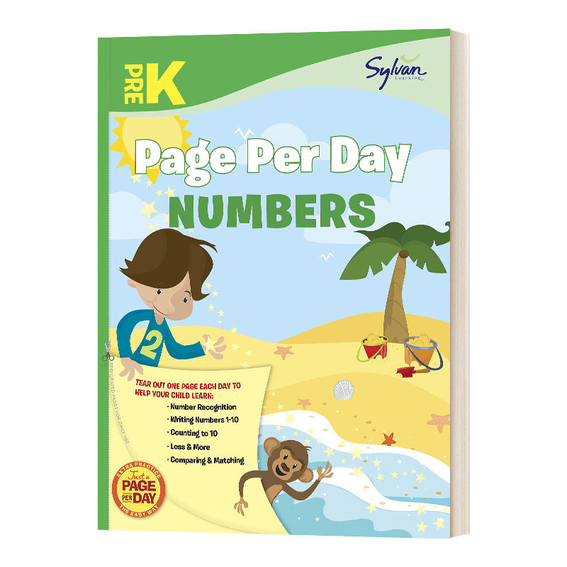 英文原版 pre-k page per day numbers 学前儿童一天一页 数字 英文版