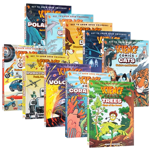科学漫画系列10册 英文原版 Science Comics 全彩漫画 儿童探索认知STEM书籍 动植物科普探索认知 鲨鱼 北极熊 英文版进口英语书