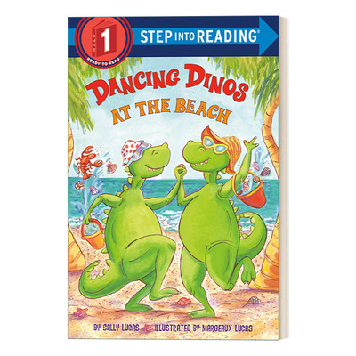 英文原版 Step into Reading 1 - Dancing Dinos at the Beach 海滩上跳舞的恐龙 兰登分级读物1 英文版 进口英语原版书籍