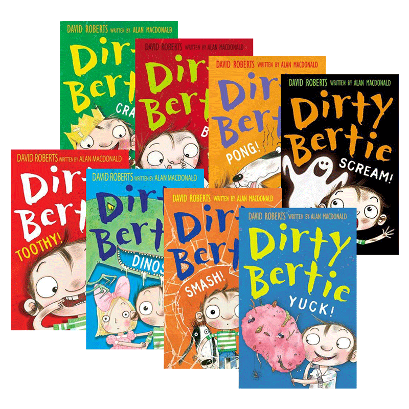 脏男孩波迪第二辑8册套装 英文原版 Dirty Bertie 疯狂过山车 看牙医 捉恐龙 英文版儿童英语桥梁章节小说 进口学生课外阅读故事书