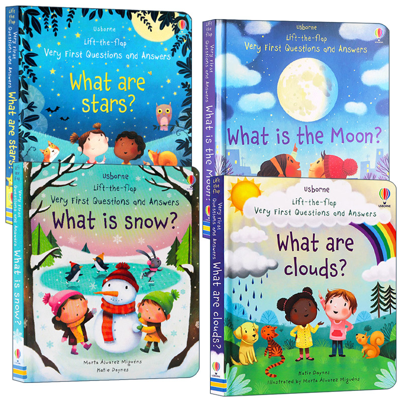 英文原版 Usborne Lift-the-Flap Very First Questions and Answers 幼儿你问我答科普翻翻书 天文常识4册 英文版 进口原版书籍