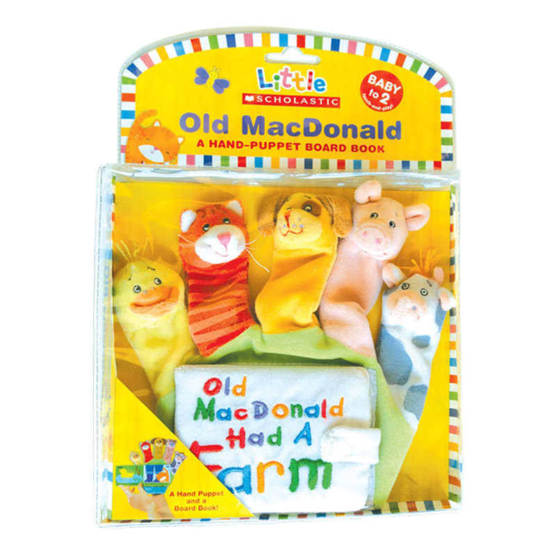 老麦克唐纳拇指偶布书 Little Scholastic: Old MacDonald Hand-Puppet Board Book 儿歌玩具手指偶 英文版进口英语书籍儿童图书