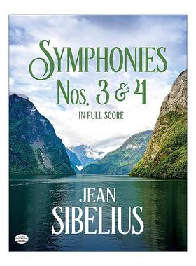 英文原版 Symphonies Nos.3 and 4 in Full Score 第3 4号交响曲全谱 让·西贝柳斯 英文版 进口英语原版书籍