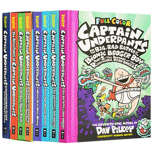 8冊(cè)全套 英文原版 Captain 超人隊(duì)長1 進(jìn)口 內(nèi)褲 我 Underpants 校長是超人Dav Pilkey兒童英語課外閱讀橋梁漫畫書