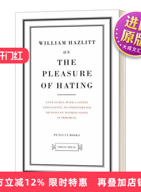 英文原版 On the Pleasure of Hating 威廉哈兹里特 论憎恨的乐趣 英文版 进口英语原版书籍