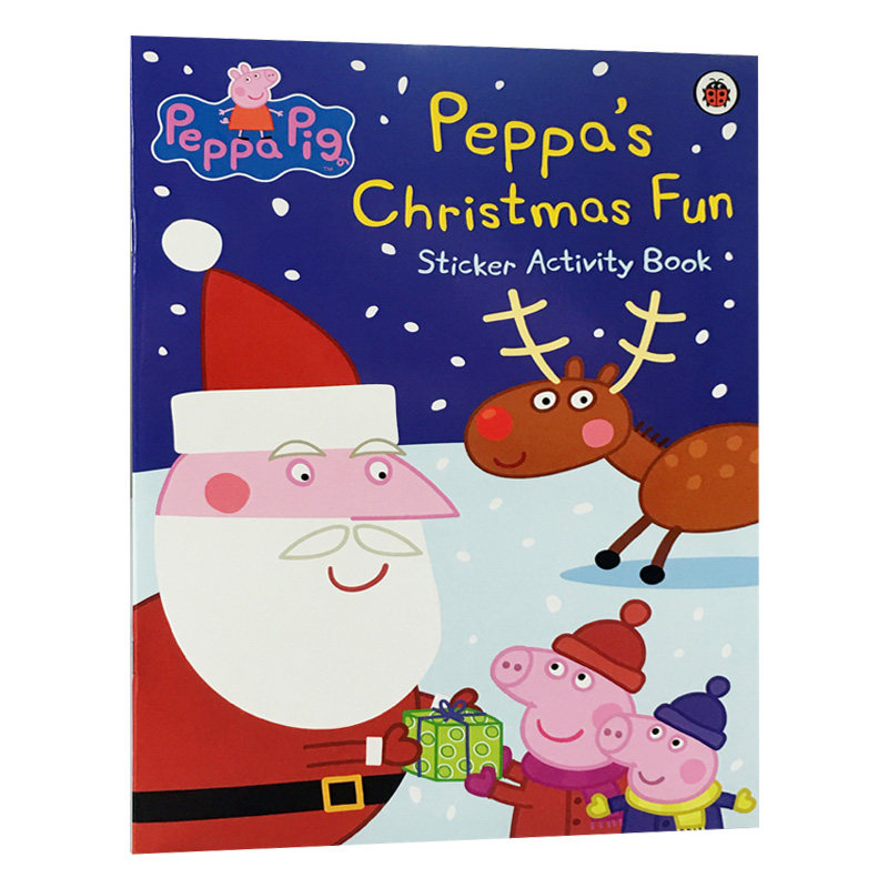 peppas christmas sticker book 英文原版 粉红猪小妹佩佩猪 有趣的