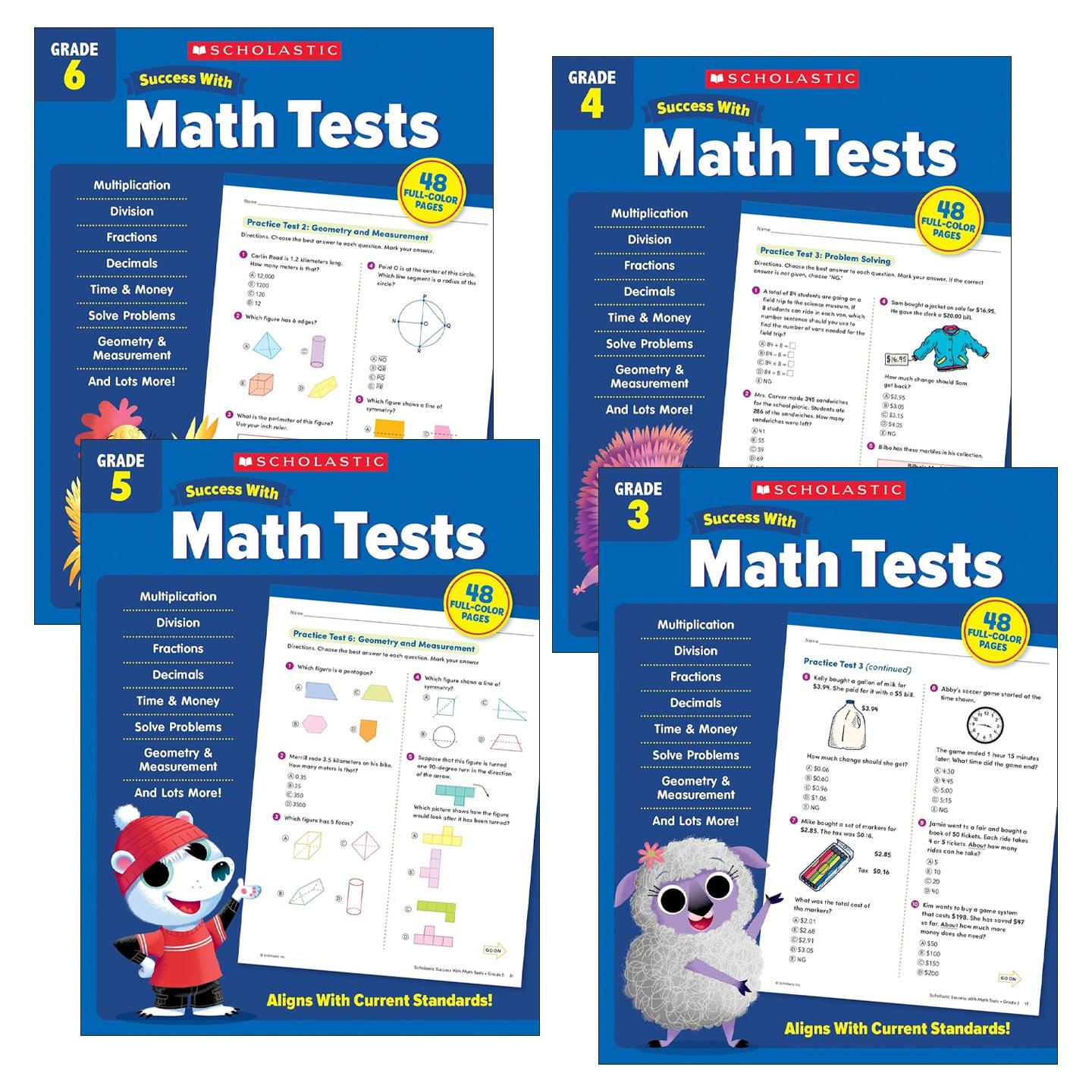 英文原版 Scholastic Success With Math Tests 美国小学数学测试题4册 学乐英语教材 英文版 进口英语原版书籍