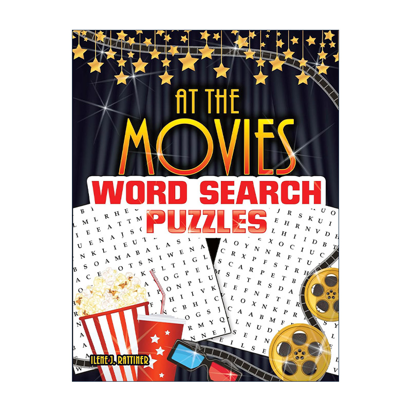英文原版 At the Movies Word Search Puzzles 电影爱好者的单词搜索字谜游戏 阿甘正传 泰坦尼克号 教父 Ilene J. Rattiner英文版