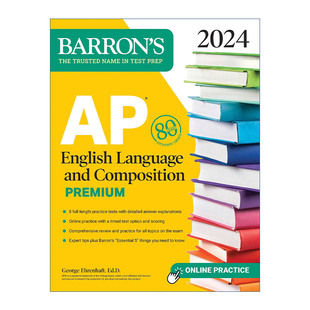 英文原版 AP English Language and Composition Premium 2024 巴朗AP英语语言与写作 高级版 8套练习测试+综合复习+在线练习