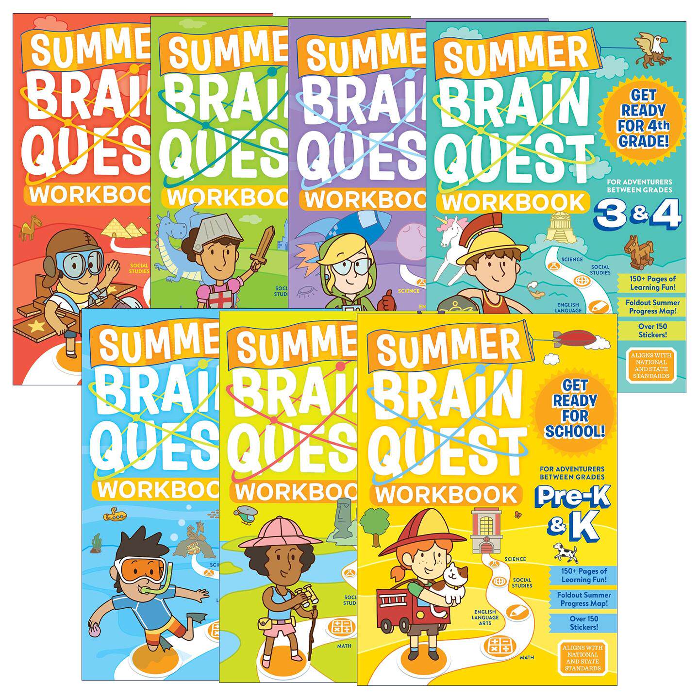 英文原版 Summer Brain Quest 大脑任务暑期练习册系列7册 美国小学生全科练习 英文版 进口英语原版书籍