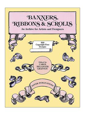 英文原版 Banners Ribbons and Scrolls 横幅 丝带与卷轴 艺术装饰设计图案素材集 英文版 进口英语原版书籍