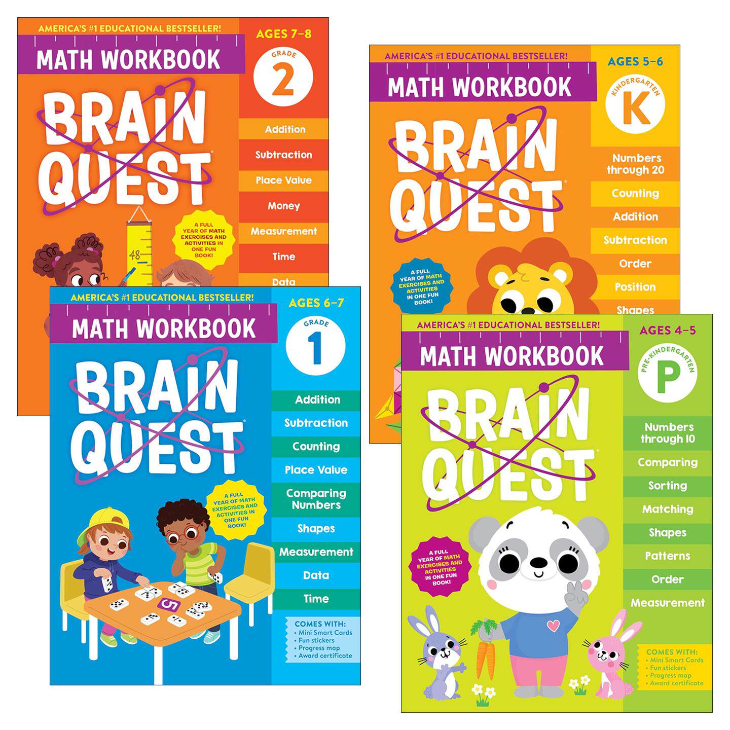 英文原版 Brain Quest Math Workbook 大脑任务智力开发 数学练习册 4册 英文版 进口英语原版书籍